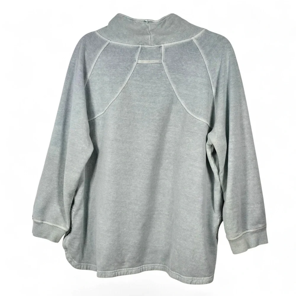 Wrap London Funnel Neck Hemp Organic Cotton Sweatshirt Light Blue US 12 WT63